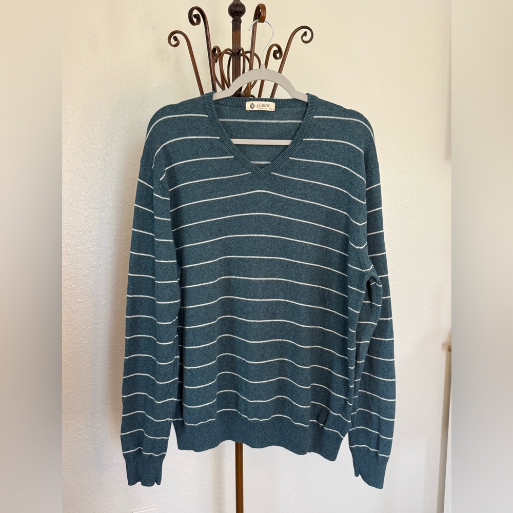 J. Crew Green Striped Sweater